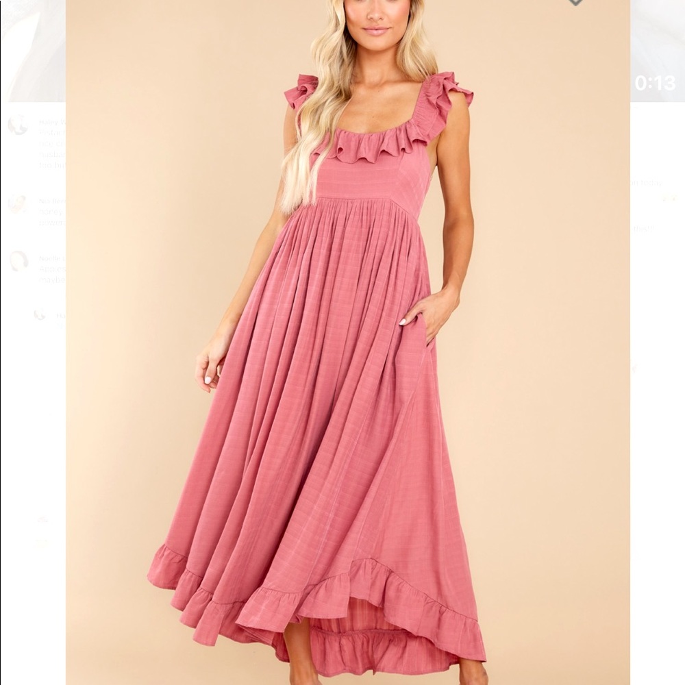 NWT Red Dress Midi Maxi Dress Tie Back